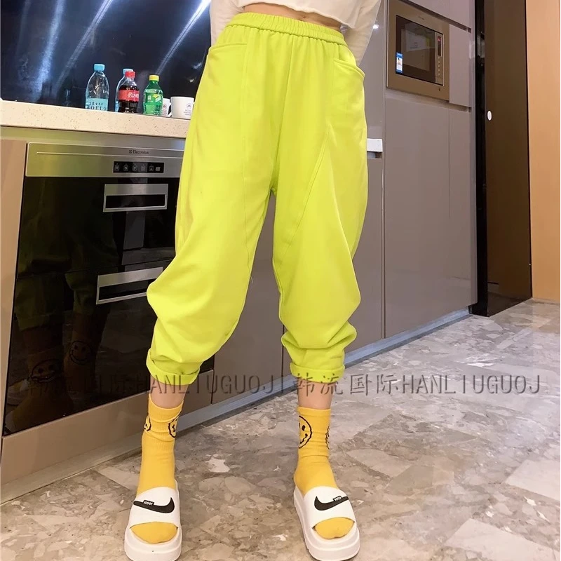 多巴胺束脚裤大码运动裤薄款哈伦裤百搭春夏宽松纯色休闲裤防蚊裤