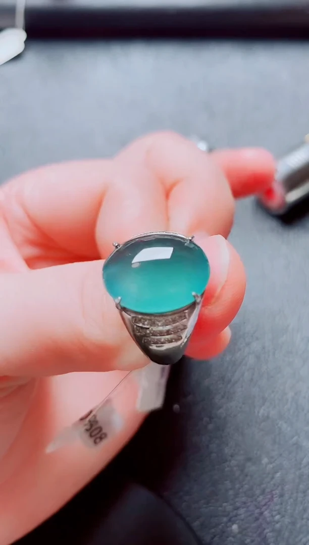 银S925镶嵌戒指翡翠1