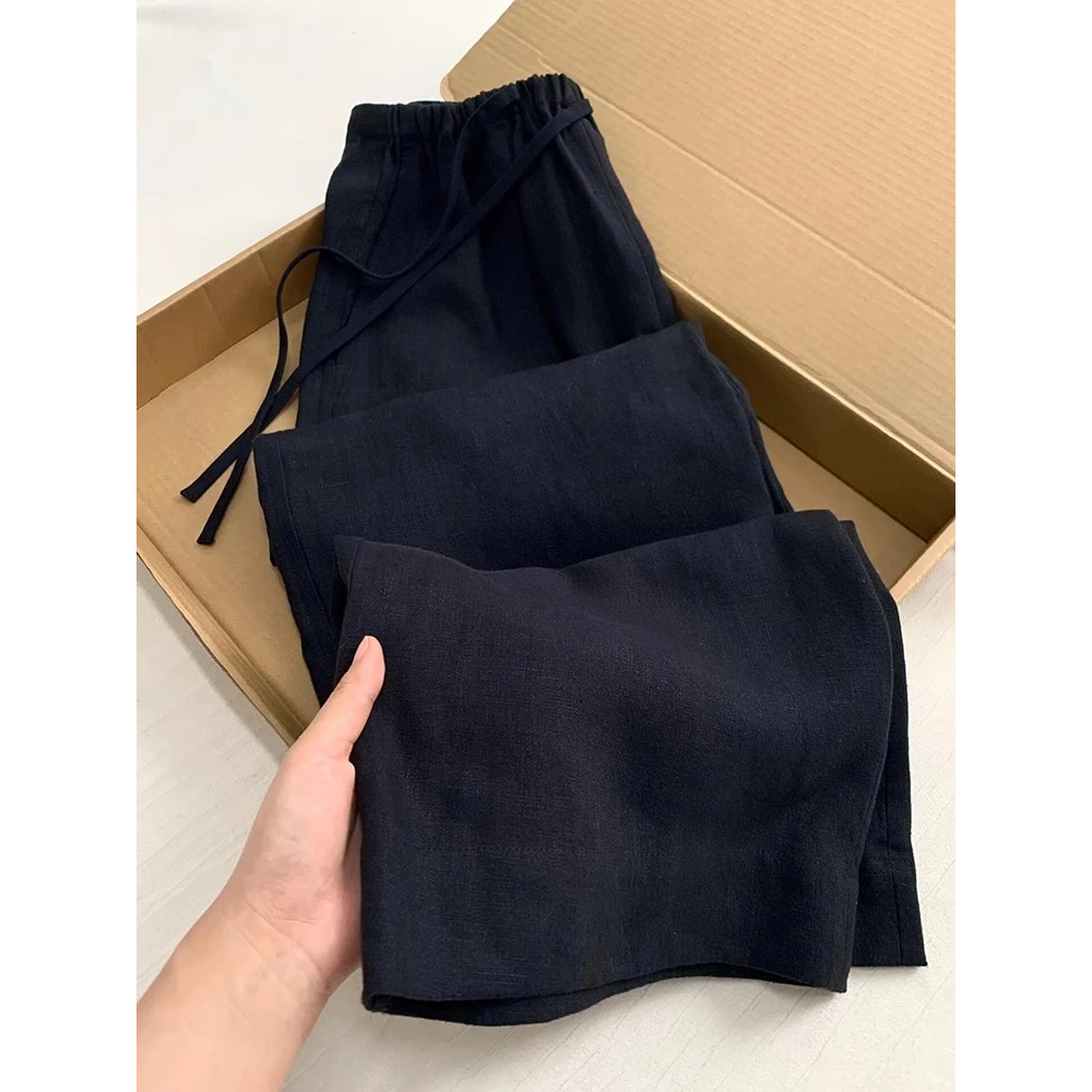 被追着要连接~！黑色松紧腰绑带阔腿裤女通勤气质休闲裤百搭直筒裤