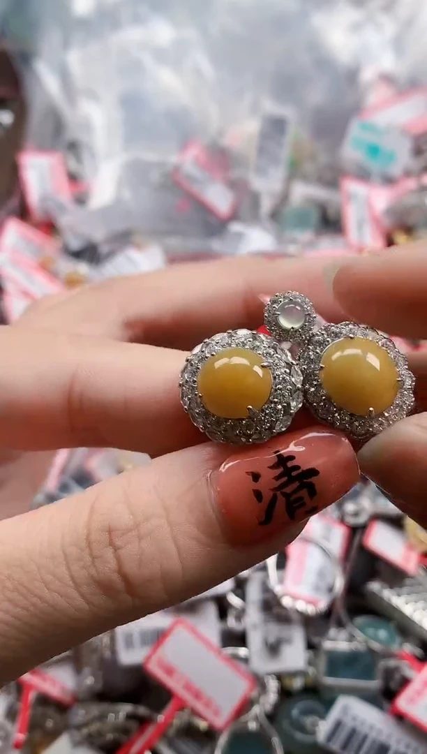 银S925镶嵌戒指翡翠天然A货缅甸翡翠