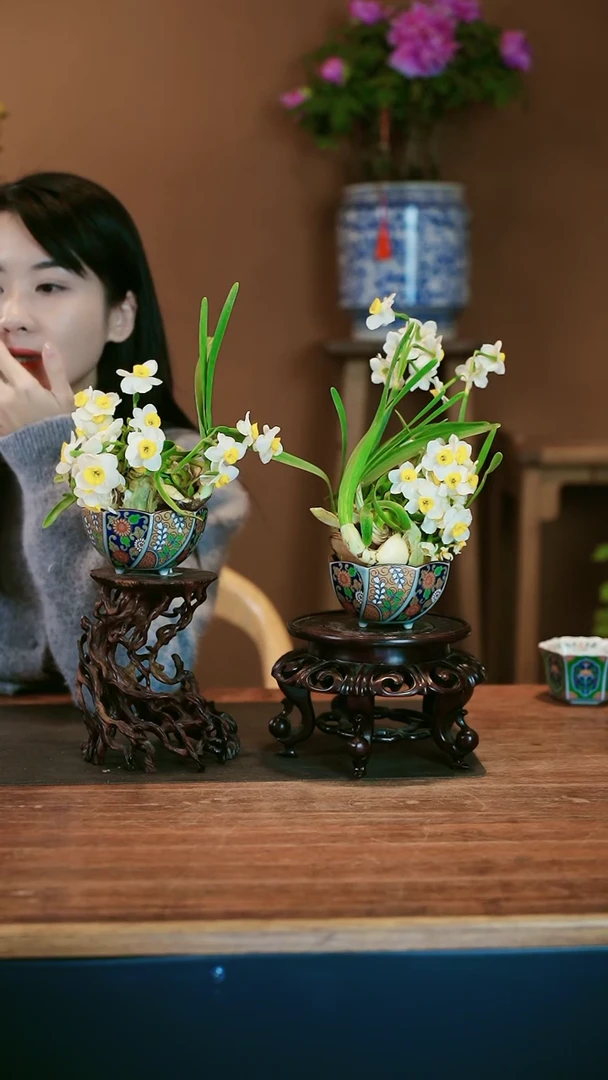 【闪购商品】盆景雕刻水仙 一对