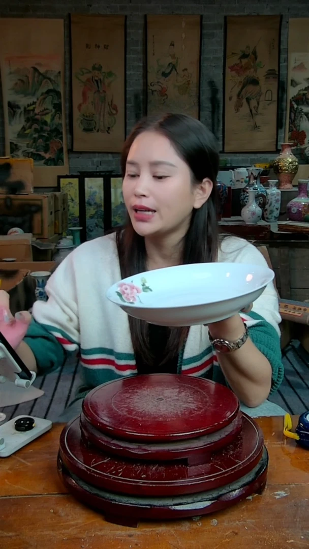 摆件景德镇陶瓷摆件芙蓉花米饭碗