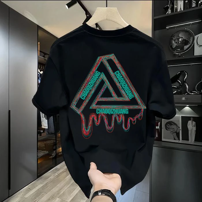 美式街头纯棉印花短袖2025夏季复古新款宽松百搭情侣个性insT恤衫