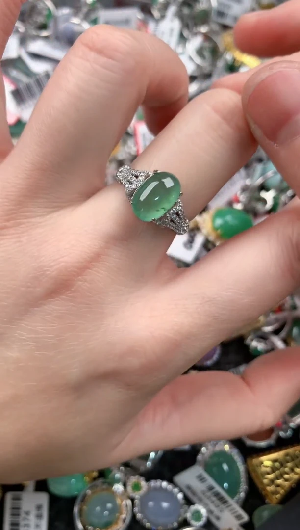 银S925镶嵌戒指翡翠55--4