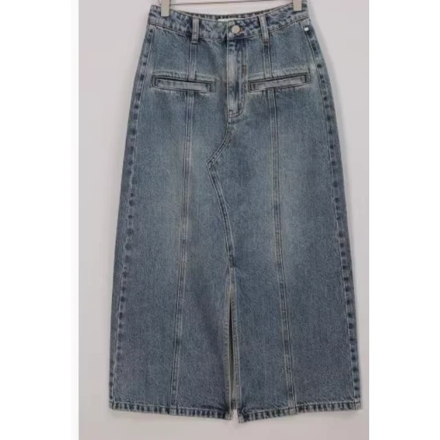 2024春季新款39DC649021开叉设计高腰牛仔半身裙