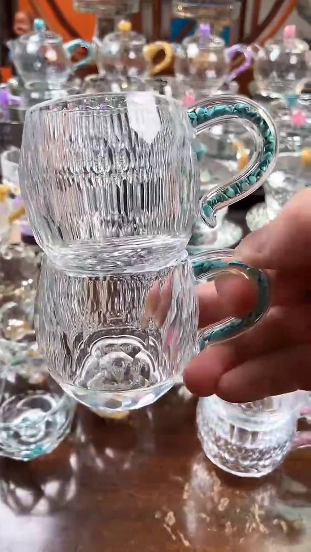 【闪购商品】玺宴新款水晶弯把小茶碗绿松石2个装