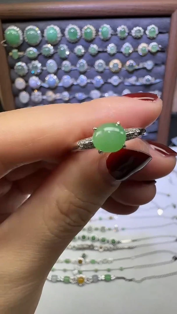 银S925镶嵌戒指翡翠戒指13