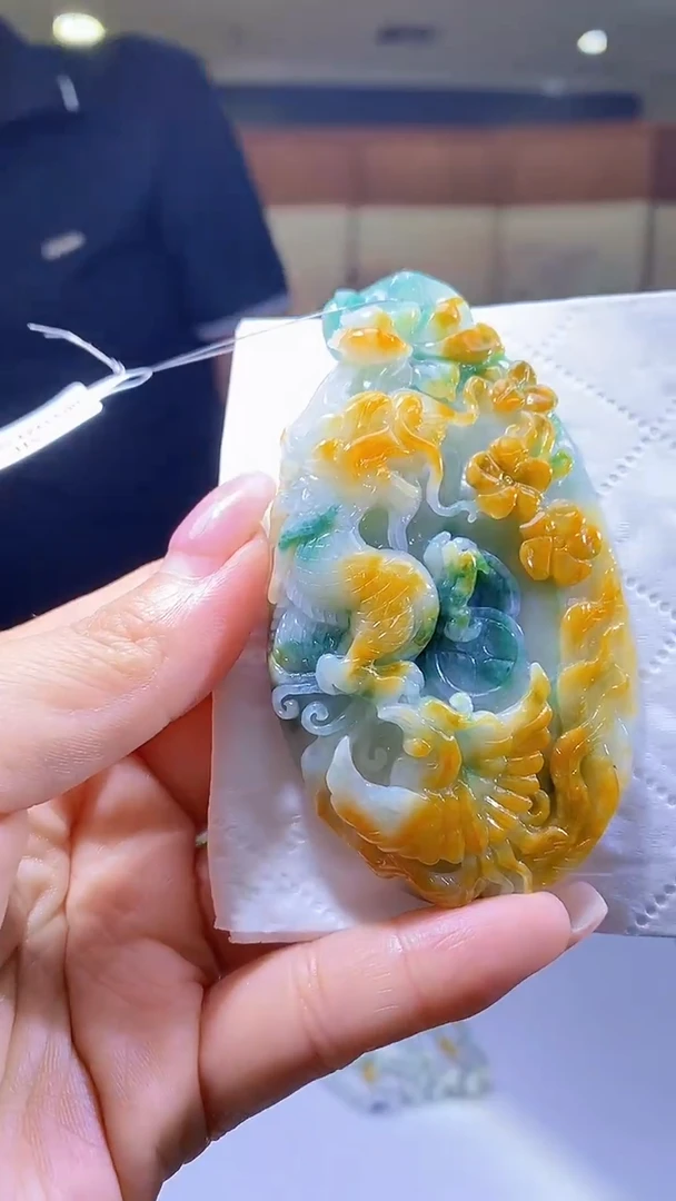 未镶嵌定制翡翠38/0927/W/发其一件/花鸟