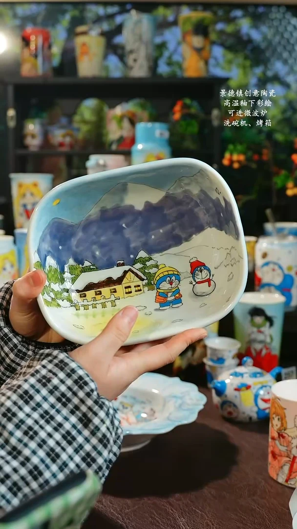 景德镇高温釉下彩原创手绘陶瓷
