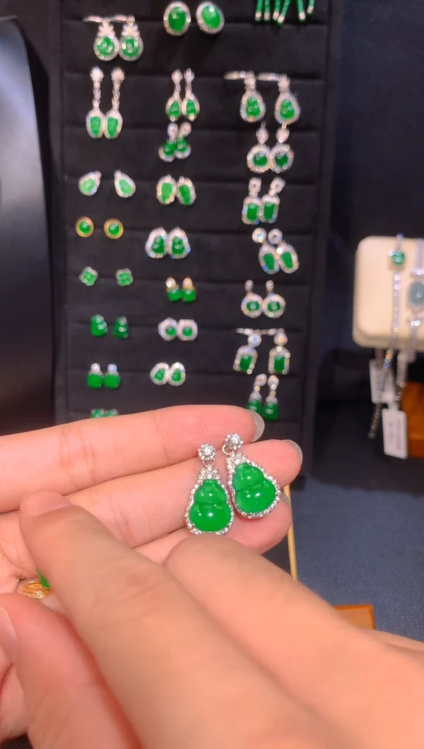 翡翠银S925镶嵌耳饰多样性