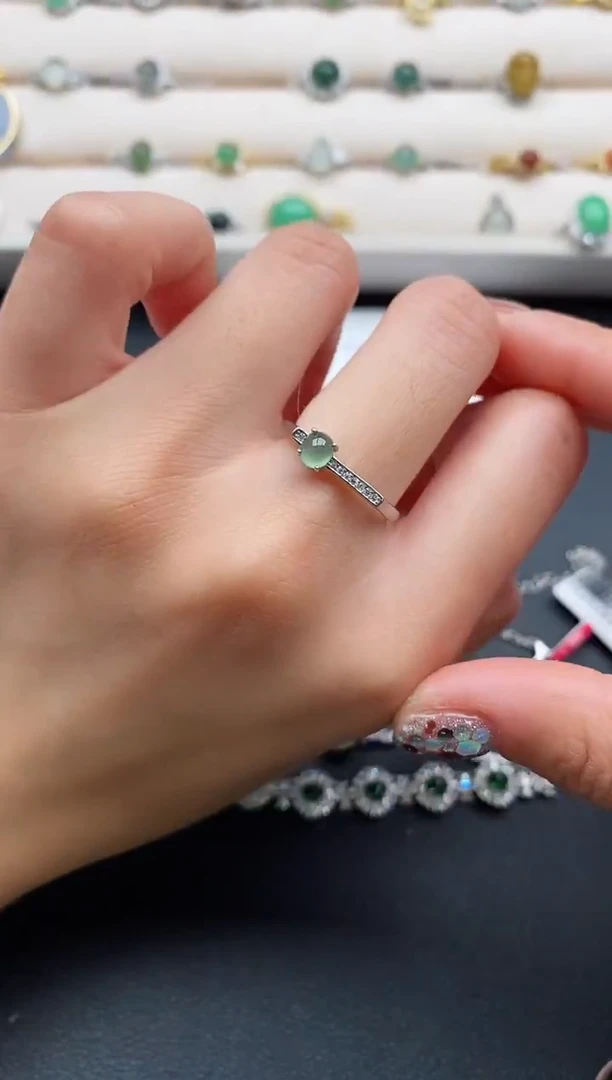 银S925镶嵌戒指翡翠555555+2