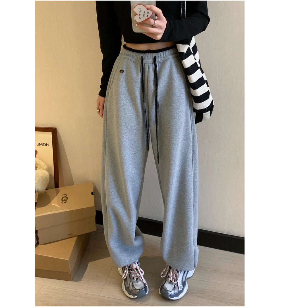 【运费补贴】鸡蛋裤女春新款窄版直筒高腰垂感显瘦休闲卫裤运动裤子