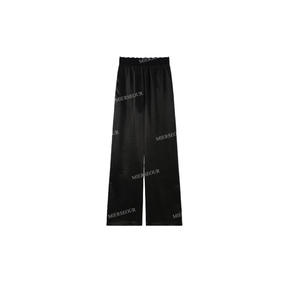 【封后轻奢设计】【自在流线】缎光松紧腰直筒休闲裤2031