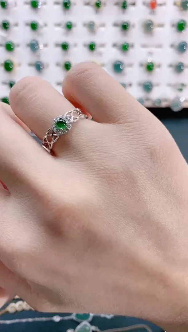 【闪购商品】翡翠戒指银S925镶嵌天然翡翠