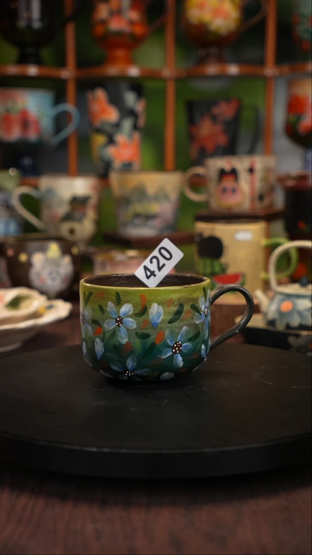 釉下手绘陶瓷紫砂杯