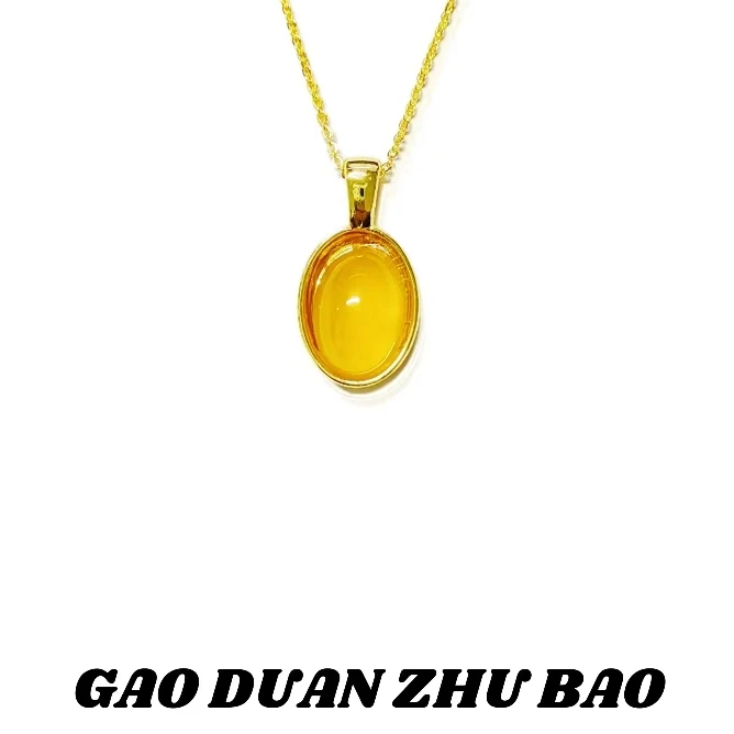 BM-S245【金月亮】圆圆满满元宝玉髓吊坠合金镶嵌 赠合金链