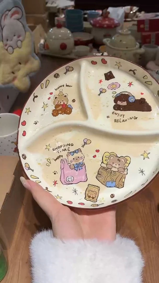 瓷475 动物 三分 盘子瑕疵