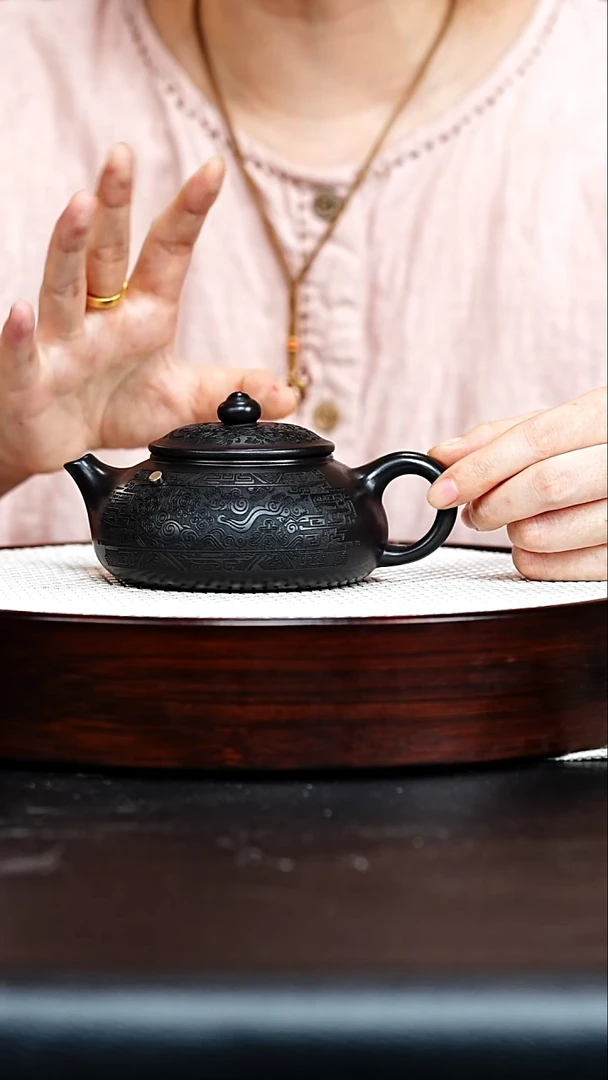 茶壶紫砂寒江  石黄