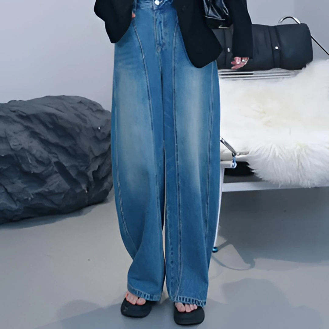 H·GENTEEL荷高2025夏装女时尚休闲棉通勤弯刀牛仔长裤GDF22420003