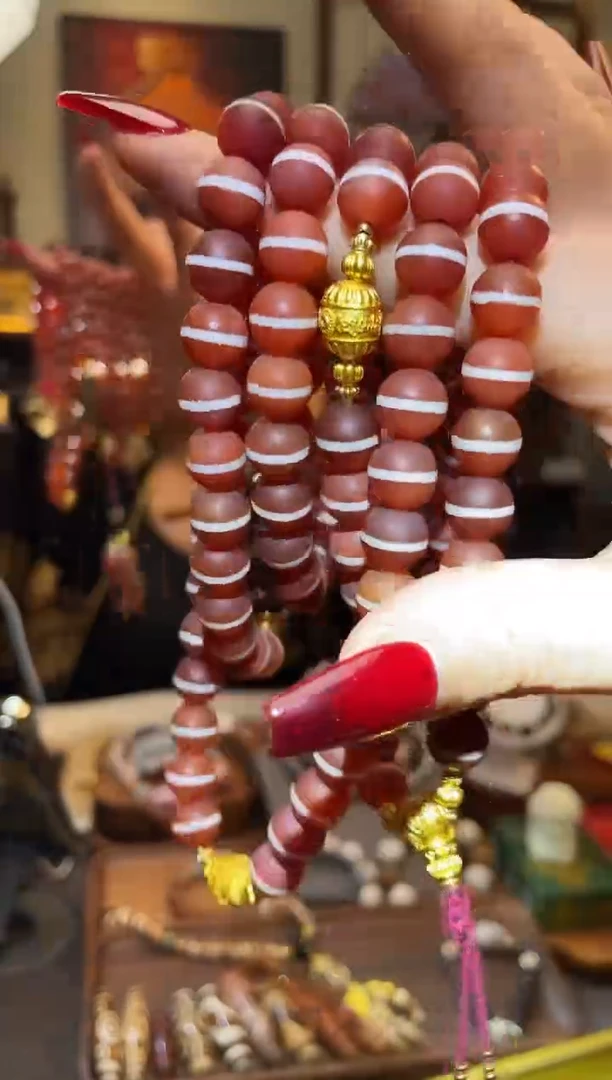 【闪购商品】柏香籽/百香籽吊坠0124-26黑金红肉10mm一线108