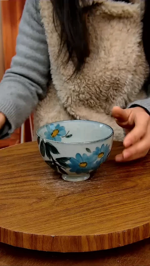 杯子陶景德镇手工手绘釉下彩陶瓷 ，冰裂釉