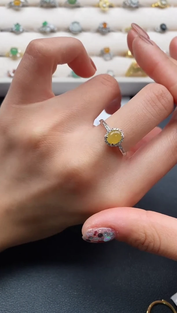 银S925镶嵌戒指翡翠66666666+2