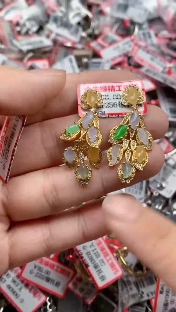 银S925镶嵌戒指翡翠天然A货缅甸翡翠