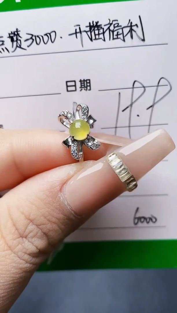 银S925镶嵌戒指翡翠6000