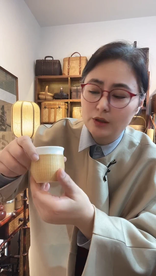 PY30竹丝精编白玉瓷收口杯