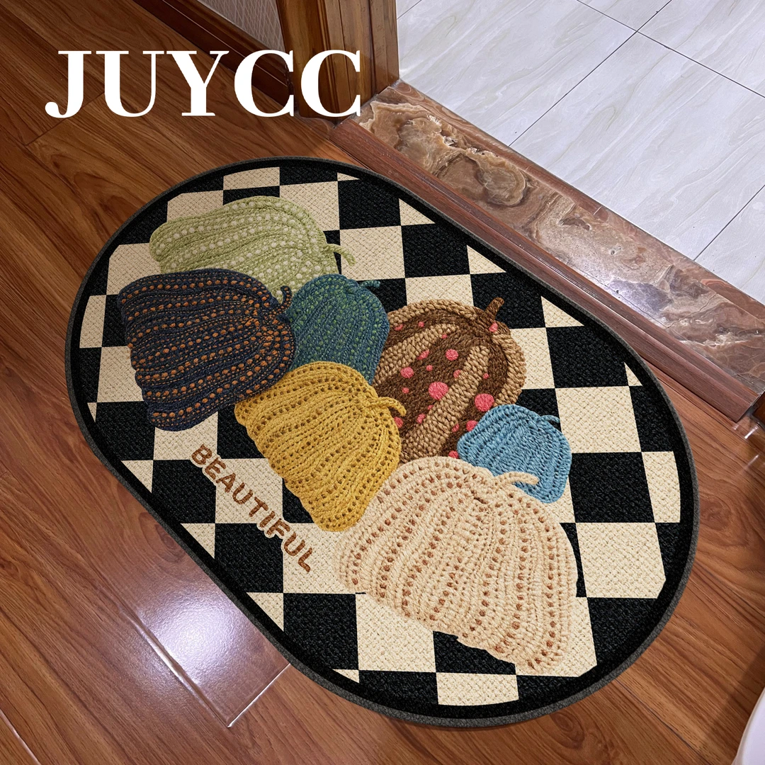 南瓜仿亚麻卫生间门口脚踩垫吸水浴室防滑洗手间耐脏厕所垫子地垫