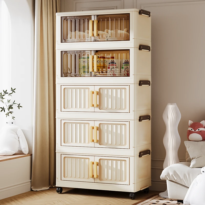 【拍四发五】竖纹45cm直径D1送顶盖送万向轮到手五大层储物柜免安装