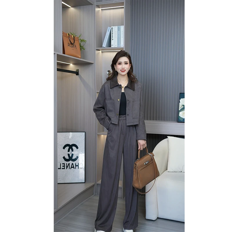 【24TZ106】Liixu美式高级感夹克短外套女上衣宽松两件套