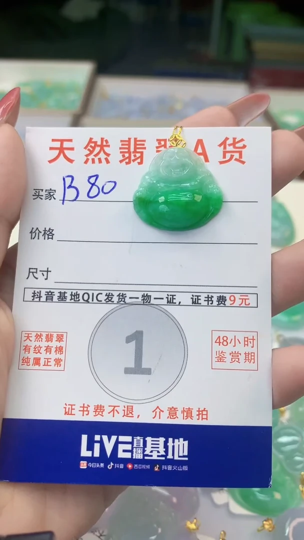 颈饰18K金镶嵌翡翠天然A货翡翠挂件