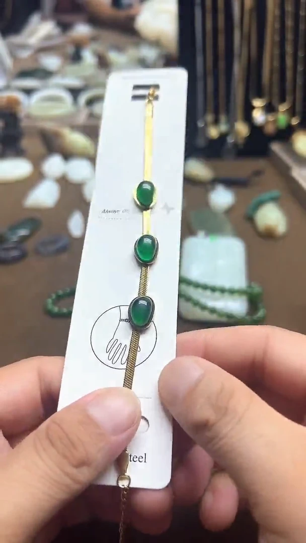 绿水晶手链合金手链