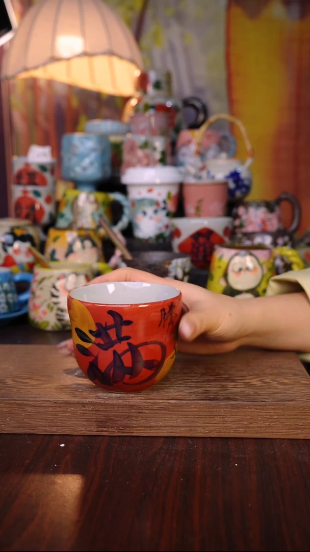 杯子陶泥垚手作 景德镇手工手绘陶瓷器物