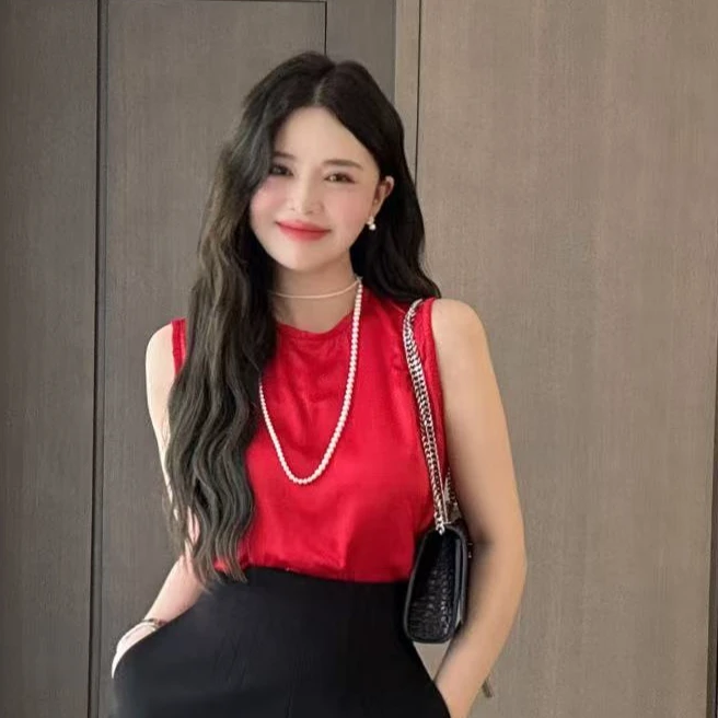 简约气质名媛百搭显瘦无袖上衣（现货） 时尚性感百搭无袖上衣