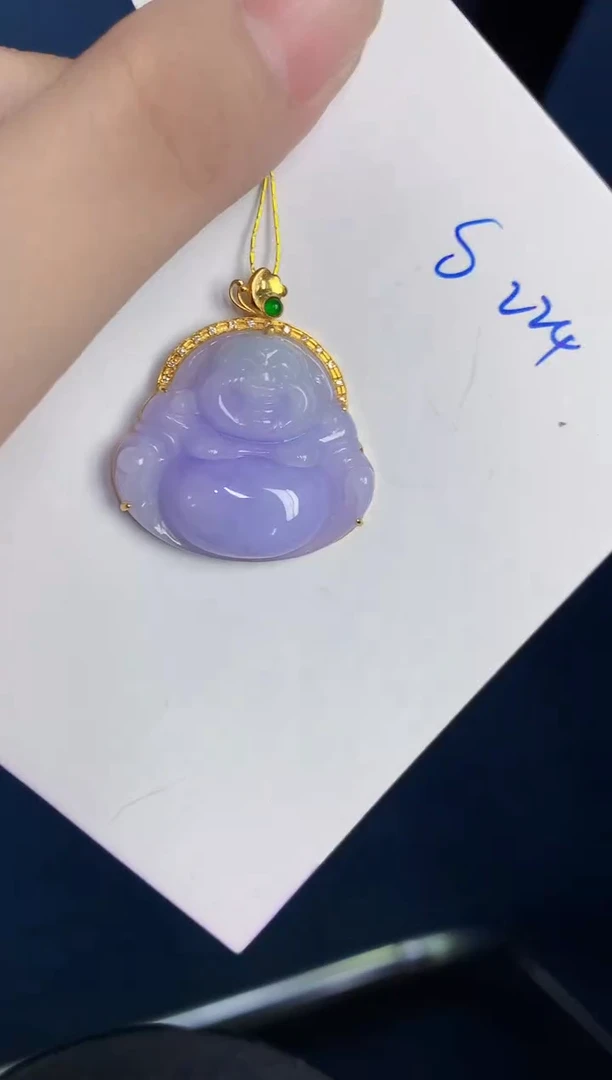 颈饰18K金镶嵌翡翠天然翡翠缅甸A货