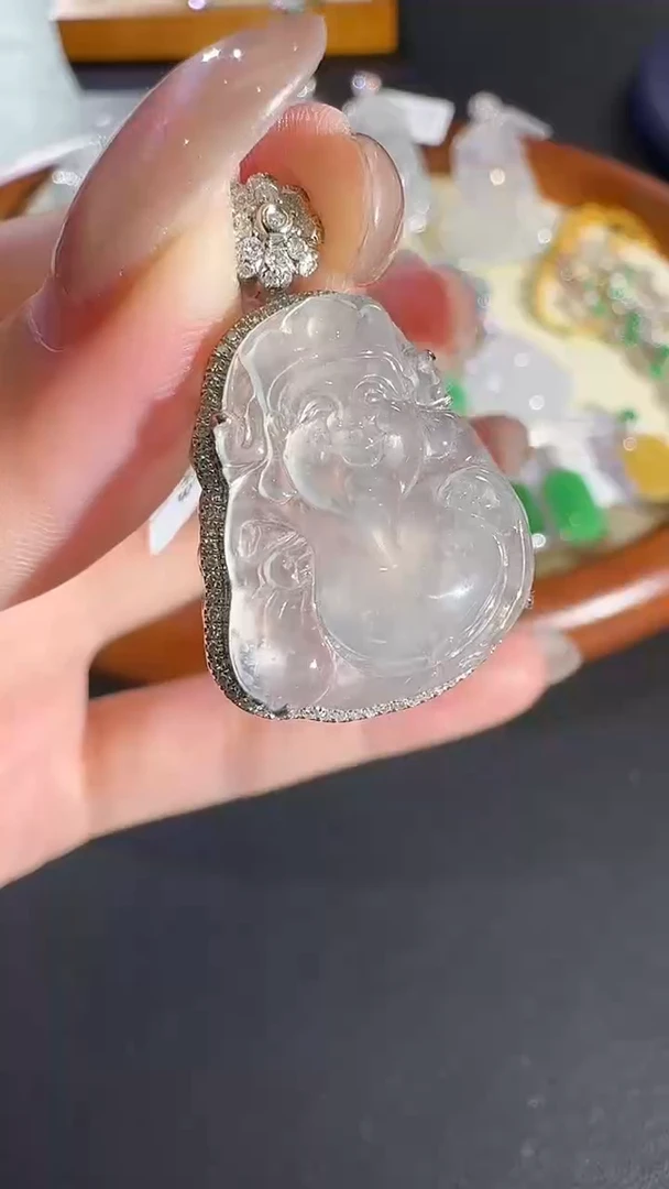 翡翠18K金镶嵌吊坠(不含链)【源头工厂】钻石镶嵌