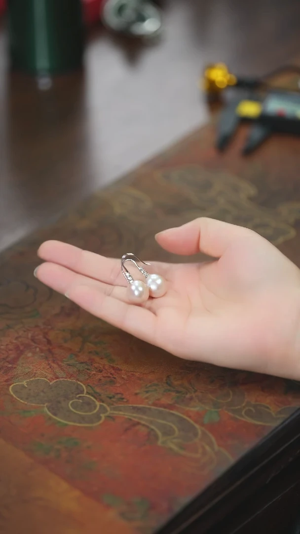 【闪购商品】淡水珍珠耳环银S925镶嵌珍珠长耳环