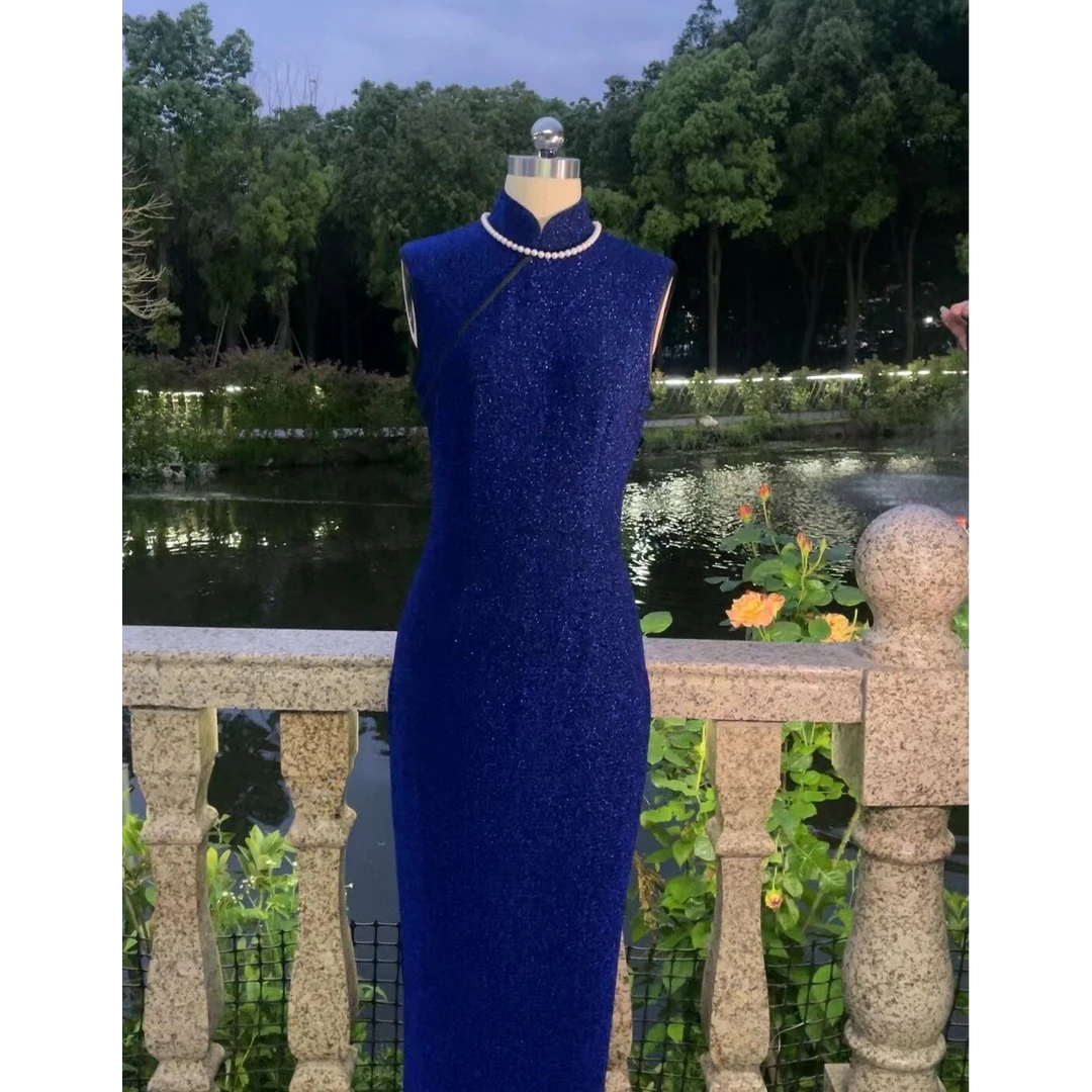 月亮家原创中国风夏款优雅古典温柔系时尚复古修身旗袍日常显瘦（）