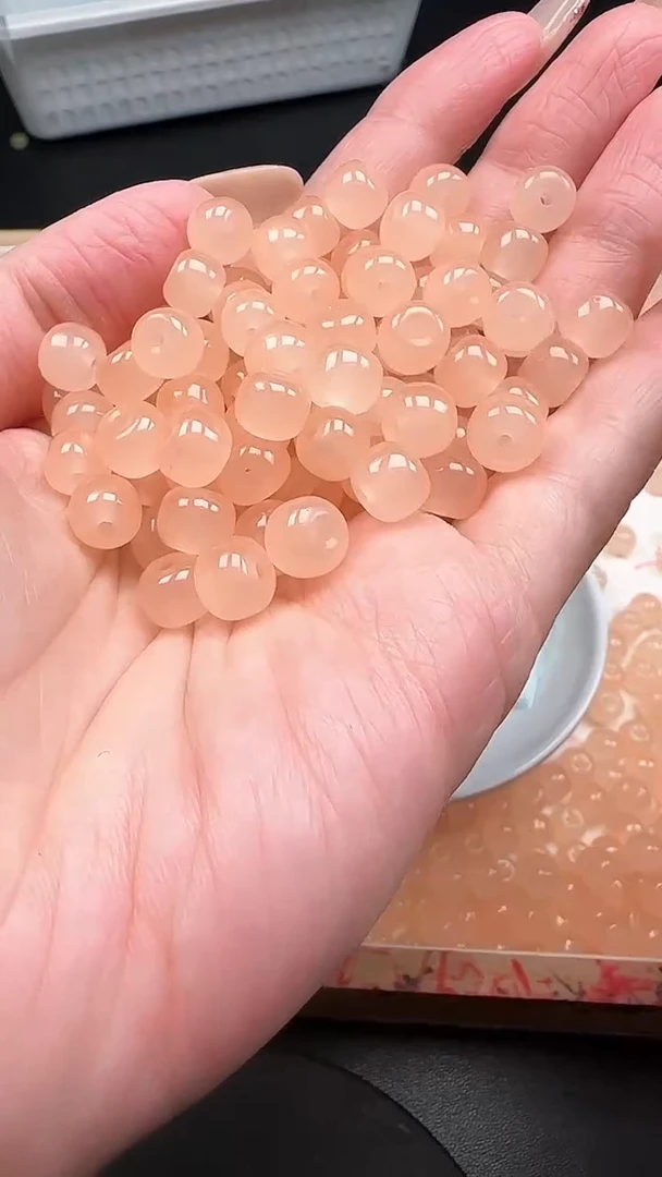 未镶嵌和田玉珠宝半成品藕粉N433卡6*8MM　15颗