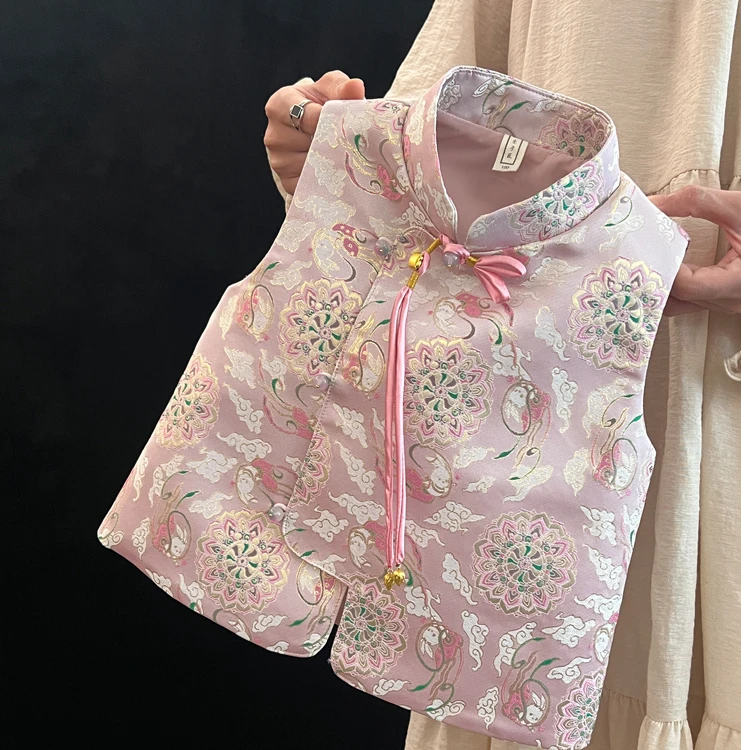 女宝宝国风马甲新中式国潮小女孩新款洋气典雅高贵淑女唐装坎肩潮