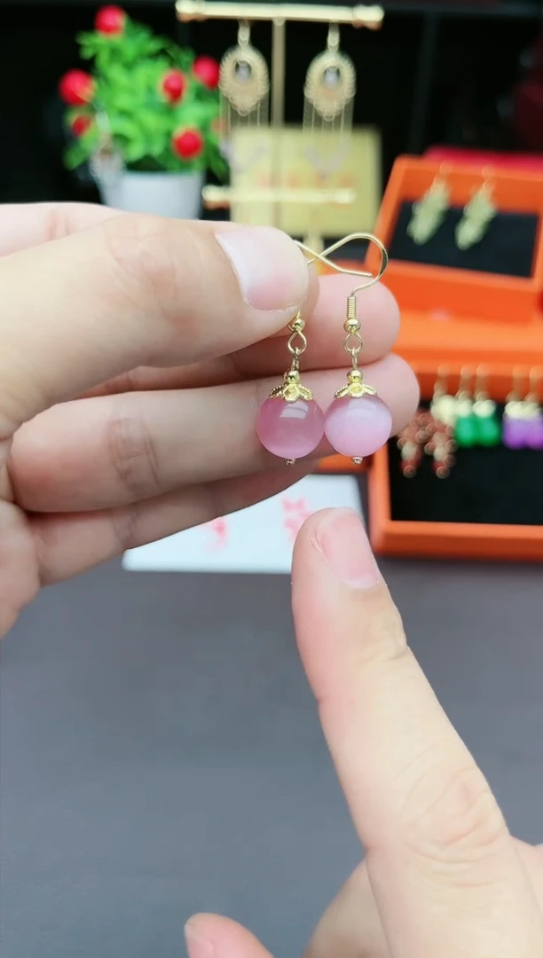 玛瑙/玉髓耳饰银S925镶嵌301000