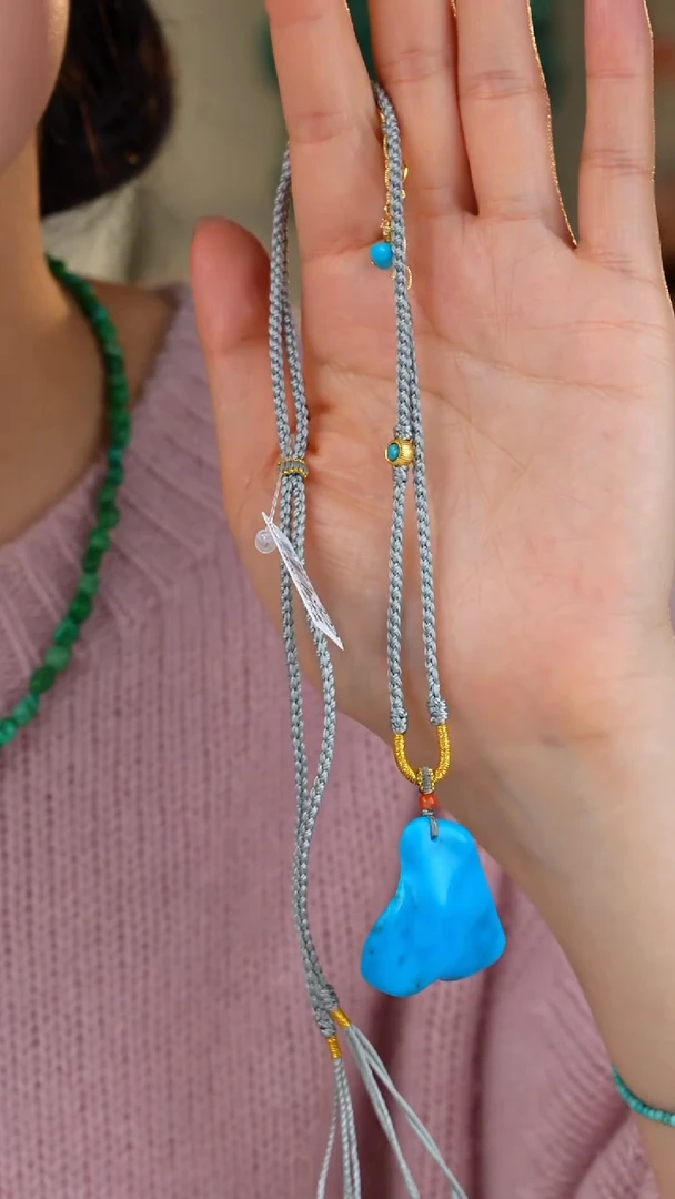 【闪购商品】绿松石项链银S925镀金镶嵌1