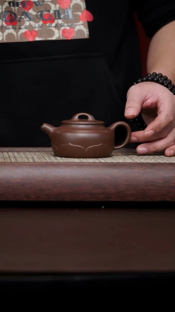 茶壶紫砂原矿紫砂紫泥花开见佛220CC