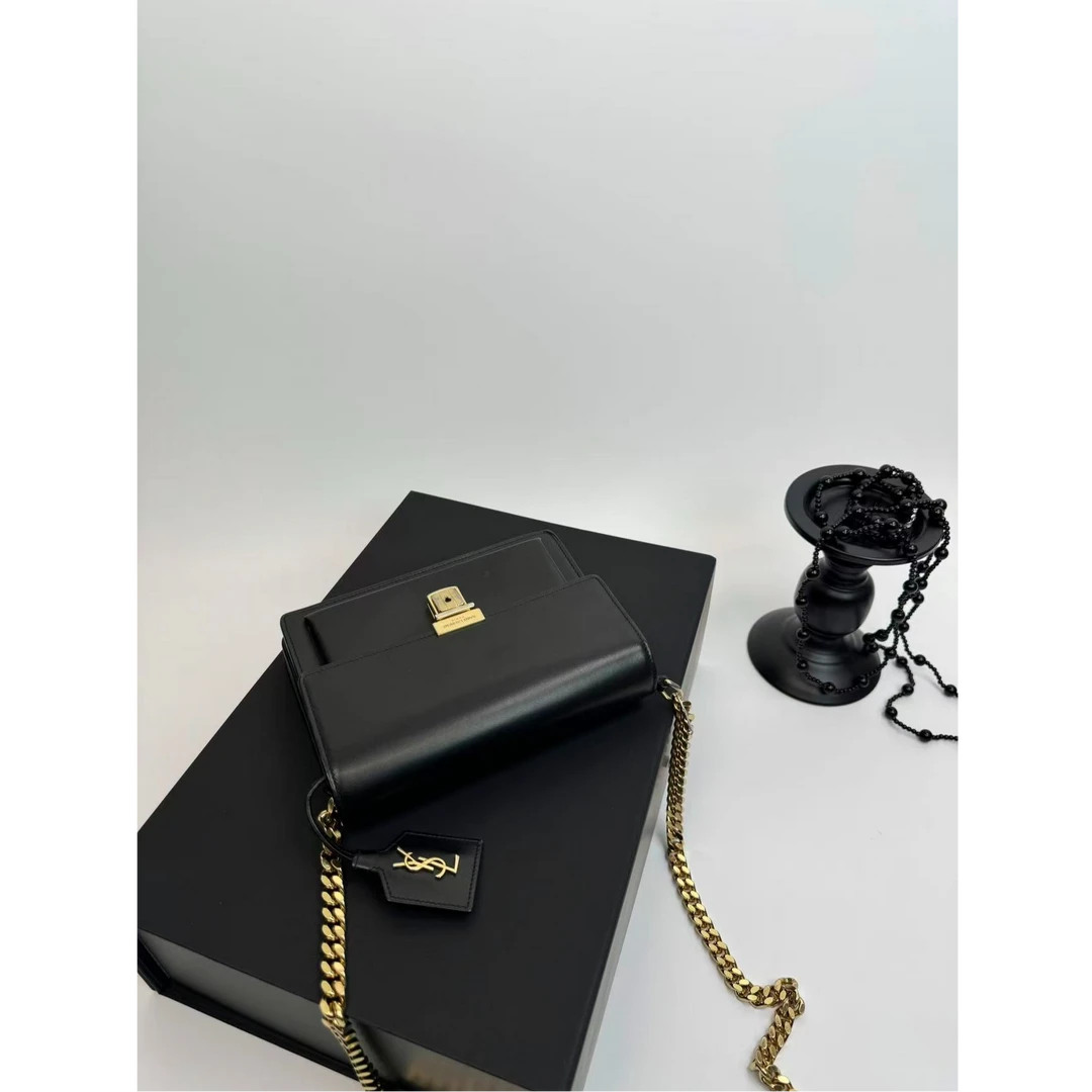 95新 YSL/圣罗兰 【小考拉】YSL 黑金邮差单肩斜挎包