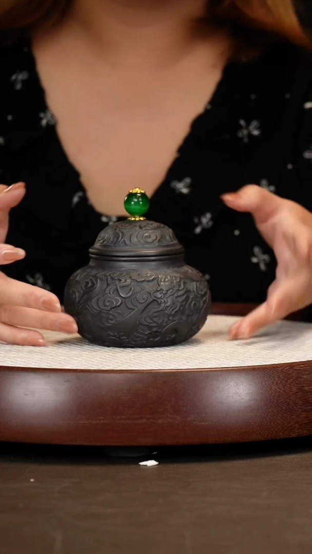 茶壶紫砂紫砂石黄醒茶罐