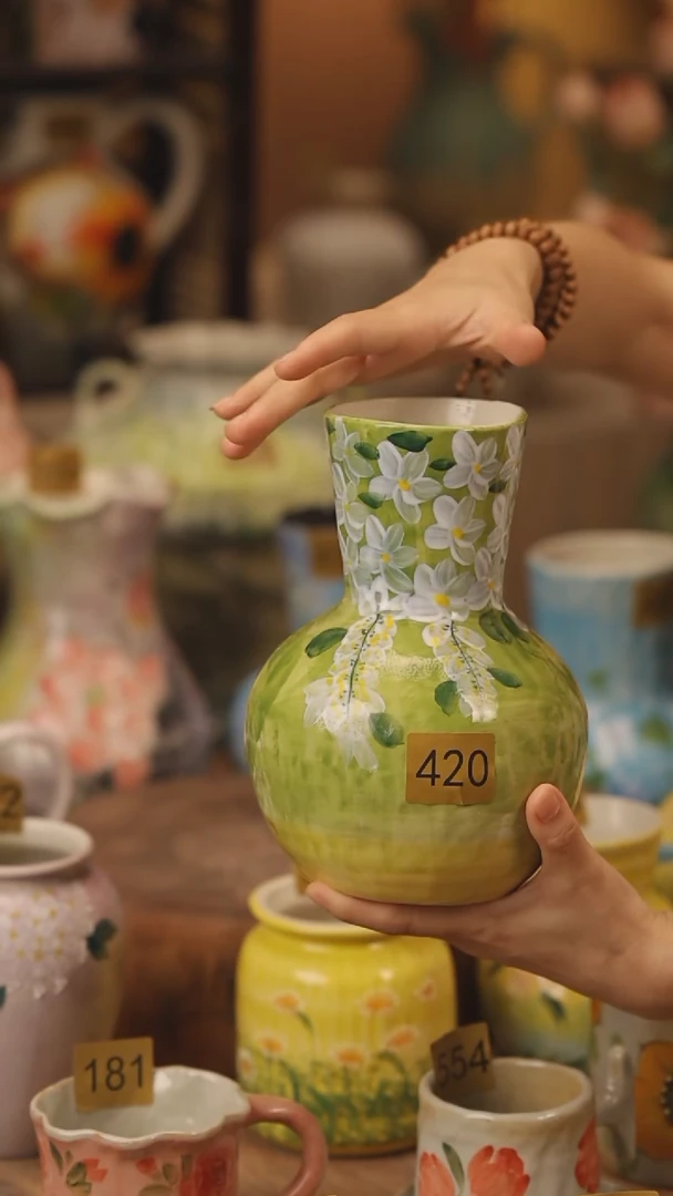 陶瓷420景德镇设计师手作花器摆件侘寂风