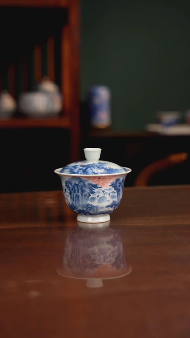 景琳藏青花北派山水