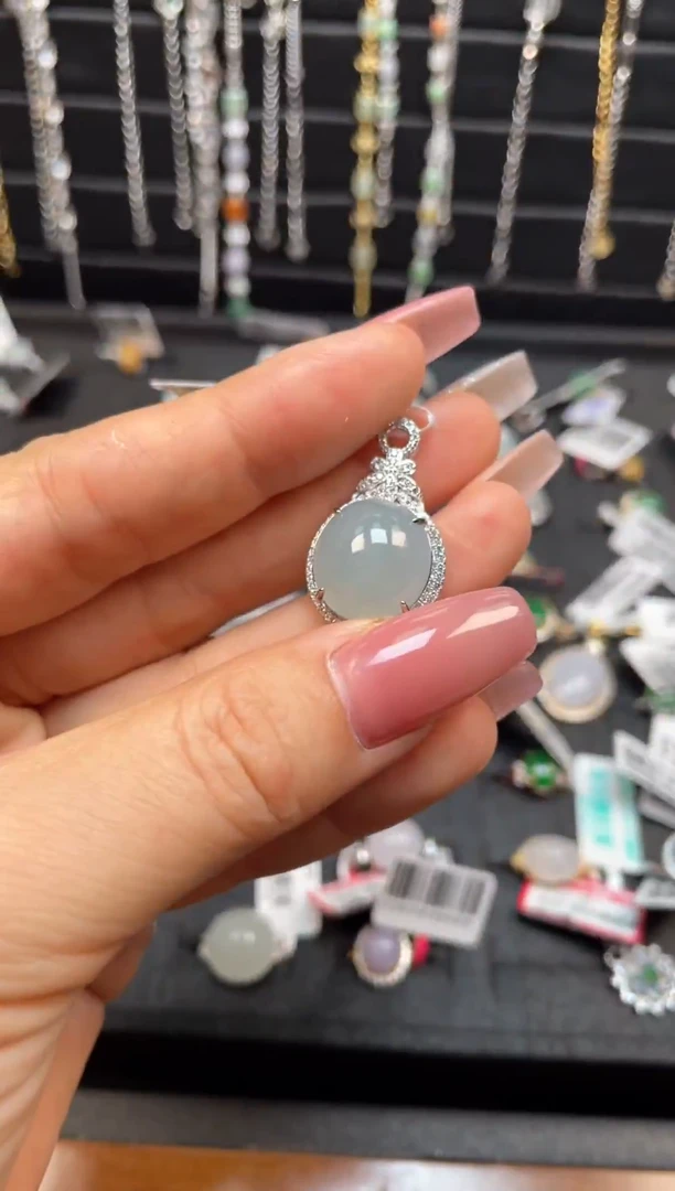银S925镶嵌戒指翡翠天然翡翠A货